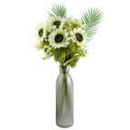 Glass Vase Smoke Grey Diamond Tall Glass Vase 50cm-1