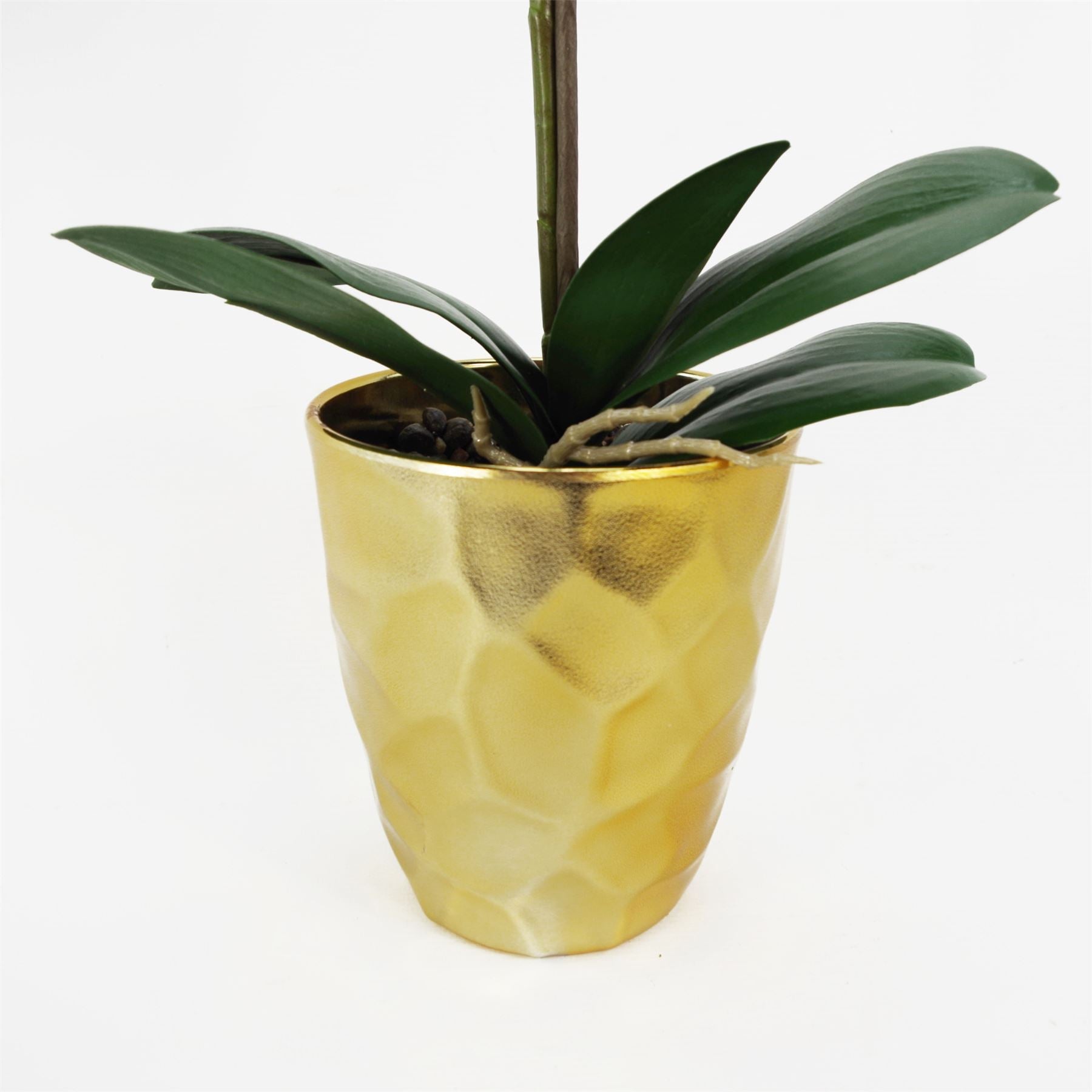 Artificial Orchid Plant Dark Pink Gold Pot 54cm-3