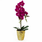 Artificial Orchid Plant Dark Pink Gold Pot 54cm-0