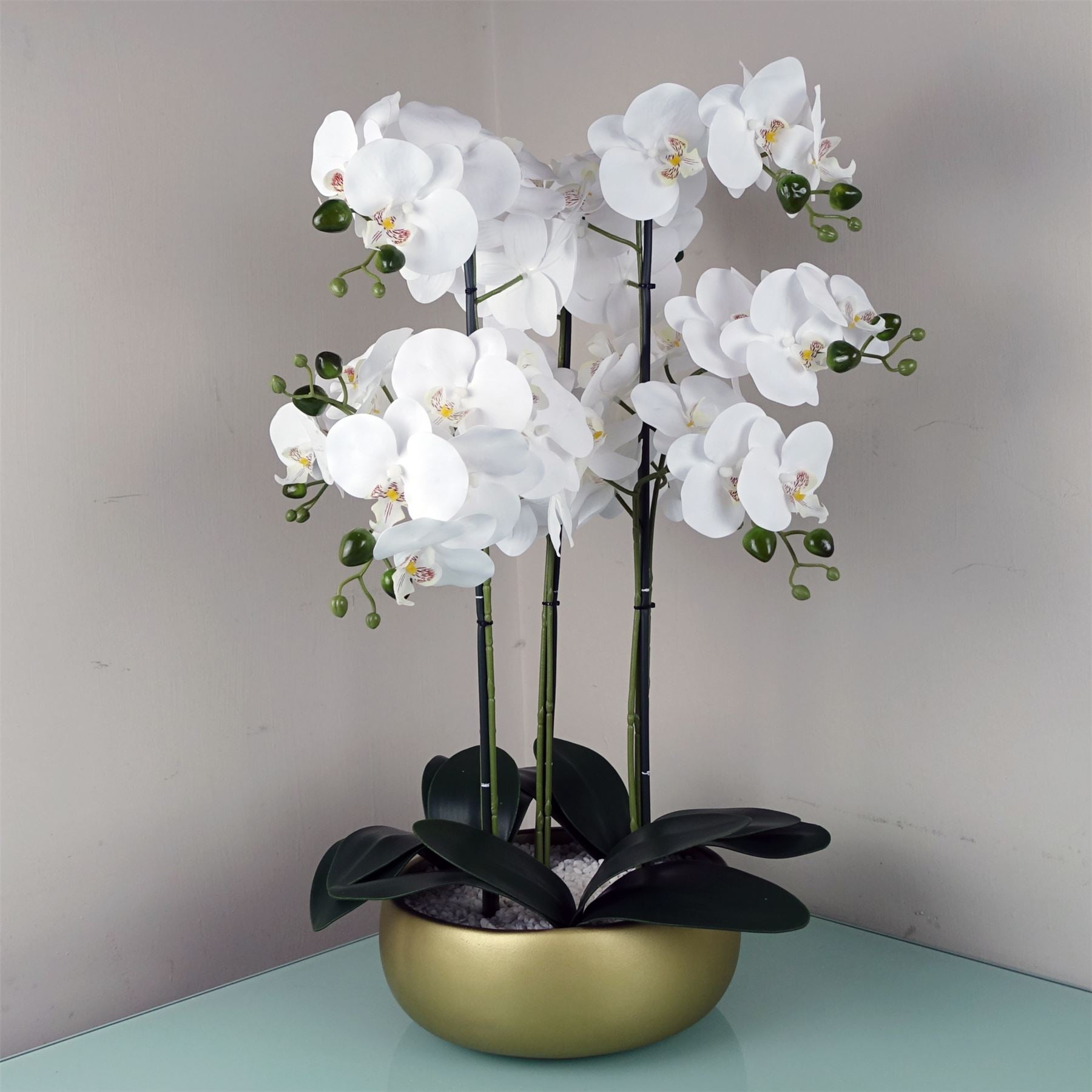 Orchid White - Gold Ceramic Planter-0