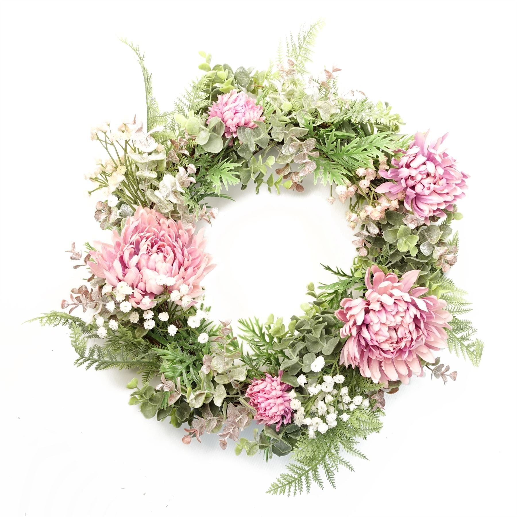 Artificial Pink Floral Wreath-0
