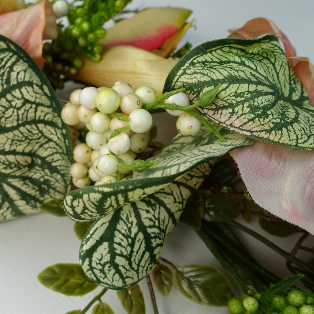 Artificial Pink Lily Wreath-3