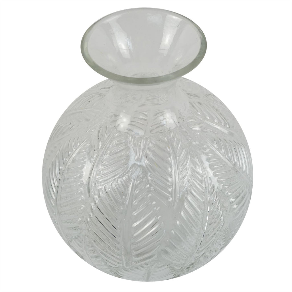 Glass Vase Clear Fern Print Glass Bottle Vase 26cm-2