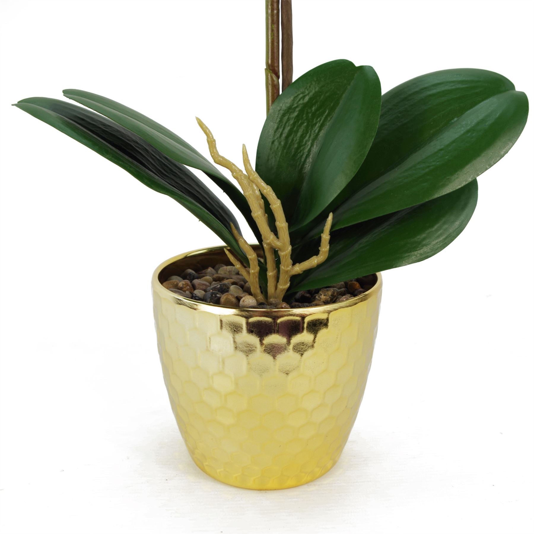 Orchid Artificial Red Leopard Gold Pot 50cm Phalaenopsis-4