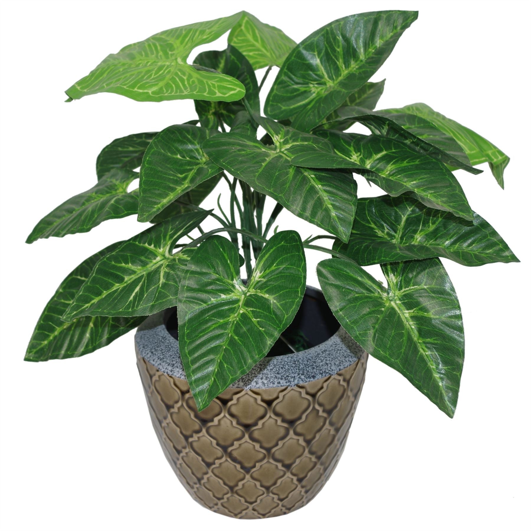 Artificial Foliage Plant Pot 45cm Dark Taro Plants-0