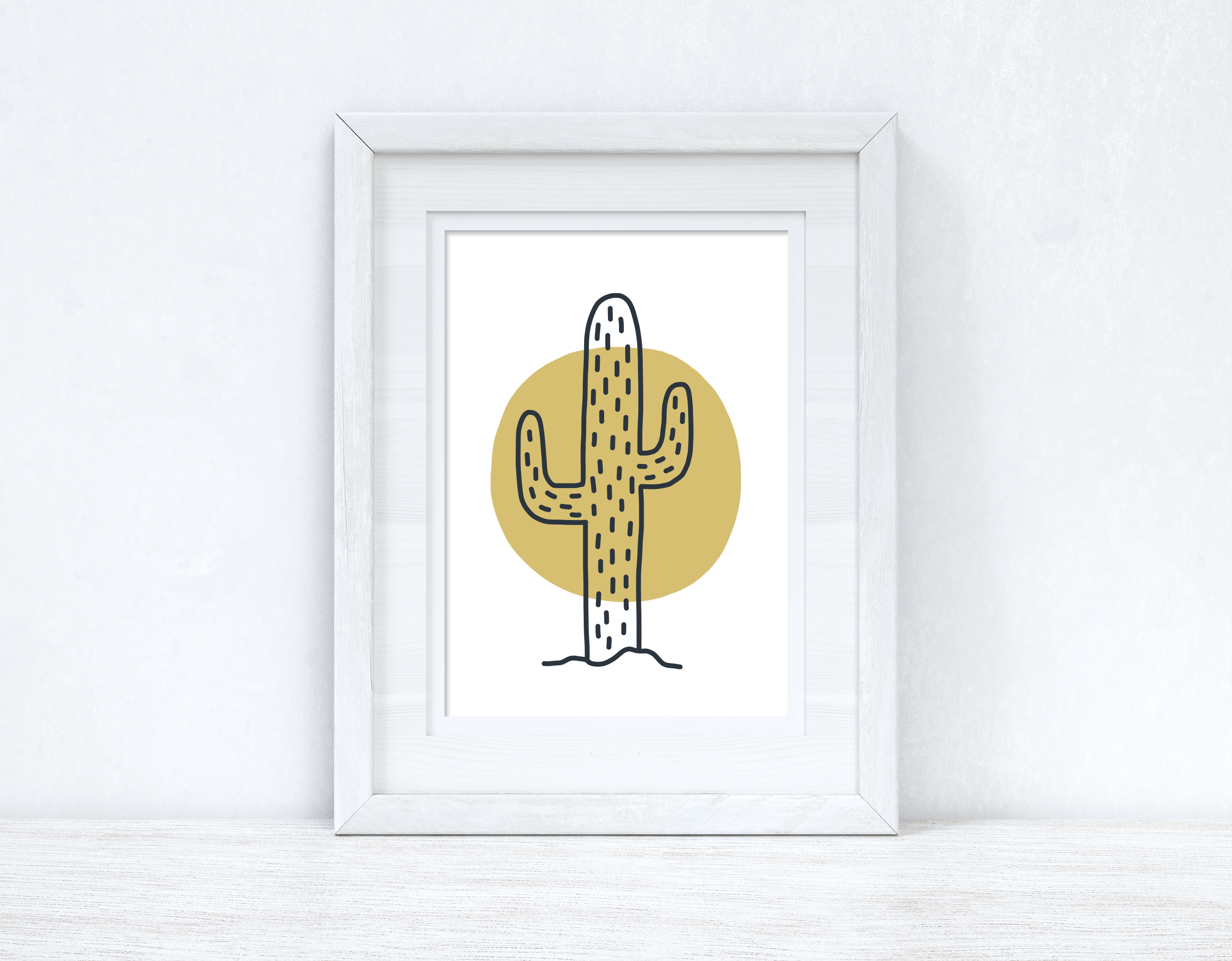 Boho Cactus Circle Home Wall Decor Print-0