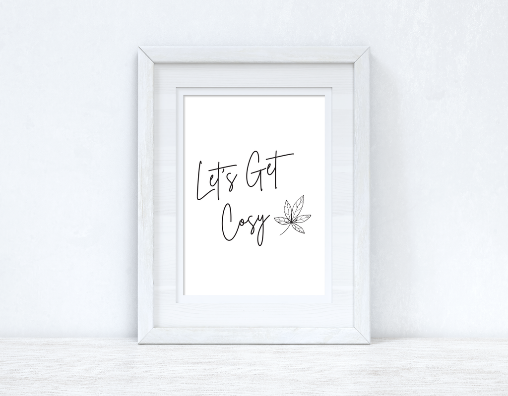 Let's Get Cosy Line Work Autumn Seasonal Wall Home Decor Print-1