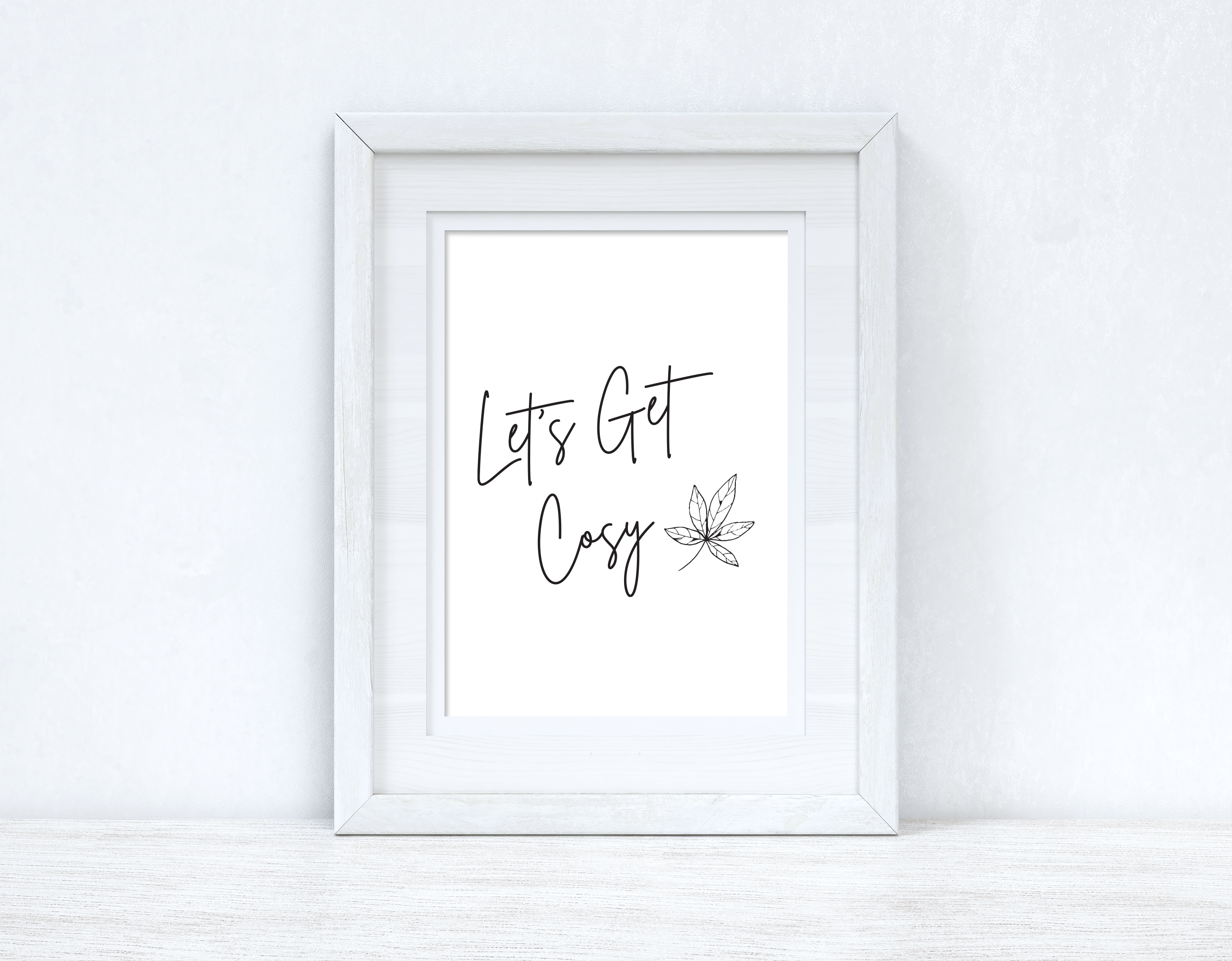 Let's Get Cosy Line Work Autumn Seasonal Wall Home Decor Print-1