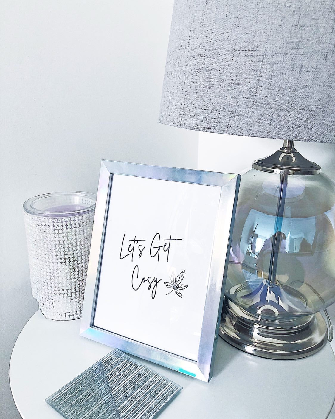 Let's Get Cosy Line Work Autumn Seasonal Wall Home Decor Print-0