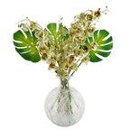 Glass Vase Clear Fern Print Glass Bottle Vase 26cm-1