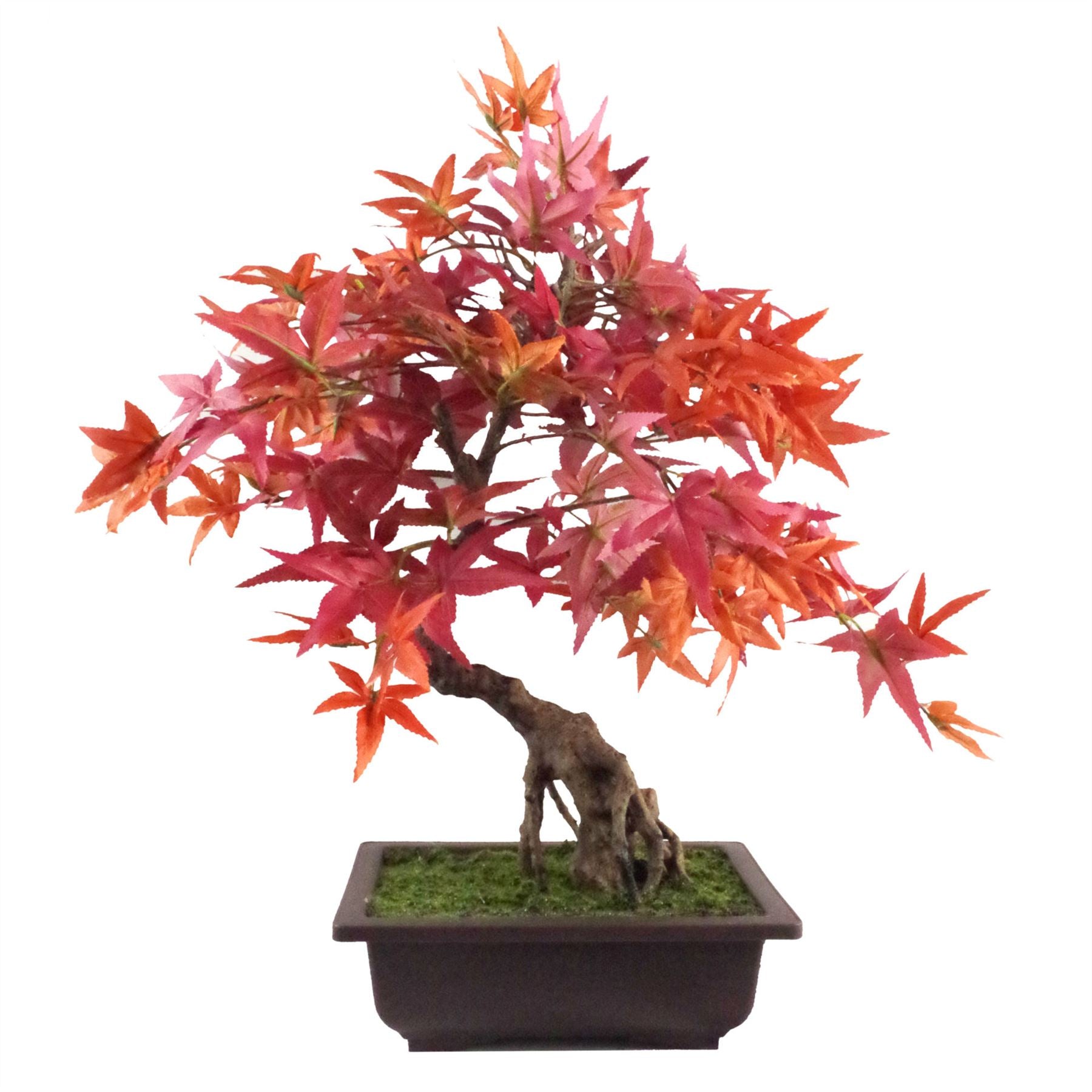 Artificial Bonsai Tree Red Maple Bonsai 50cm Leaf Design Trees Realistic Plant Botanik-0