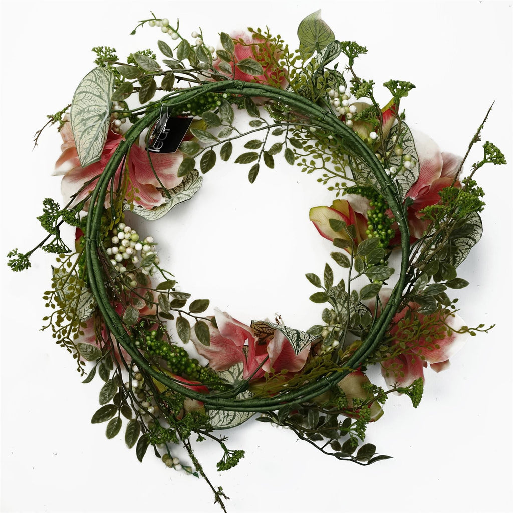Artificial Pink Lily Wreath-4