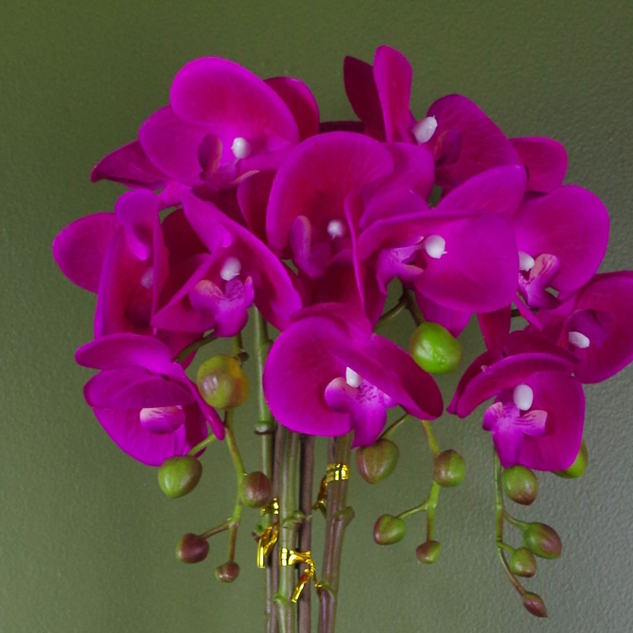 Artificial Orchid Large Dark Pink Silver 52cm Botanik-1