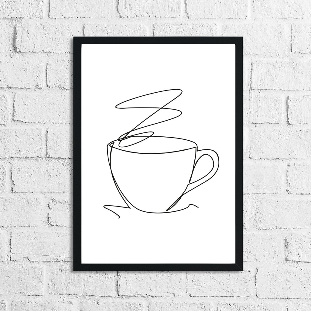 Coffee Cup Simple Line Work Kitchen Wall Decor Print-1