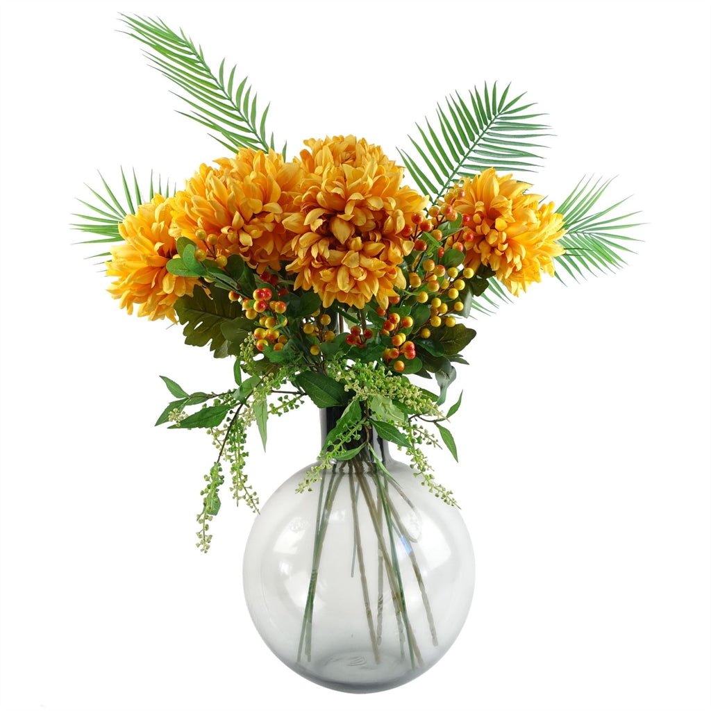 Leaf 100cm Yellow Chrysanthemum Glass Ball Vase-0