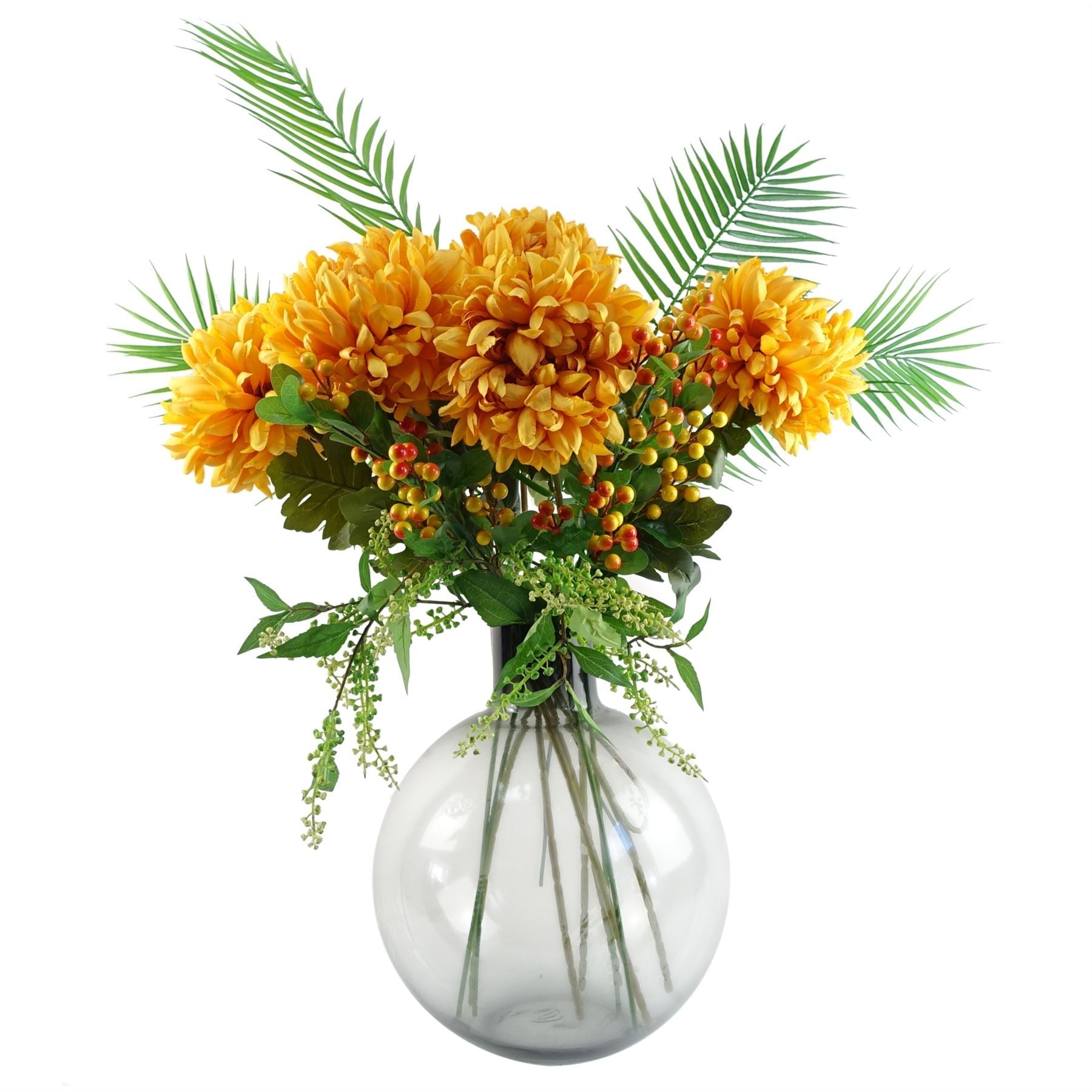 Leaf 100cm Yellow Chrysanthemum Glass Ball Vase-0