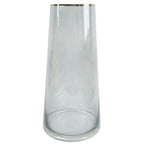 Glass Vase Gold Rim Smoke Grey Glass Vase 28cm-0