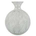 Glass Vase Clear Fern Print Glass Bottle Vase 26cm-0