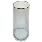 Glass Vase Gold Rim Smoke Grey Glass Vase 28cm-2