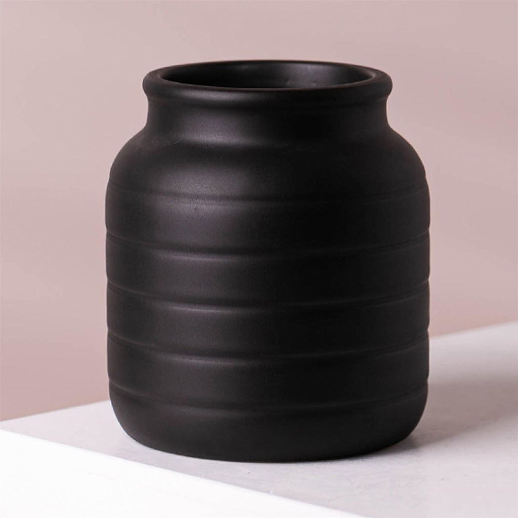 Ceramic Plant Pot Planter Flower Vase Black 13 x 13 x 14cm-1