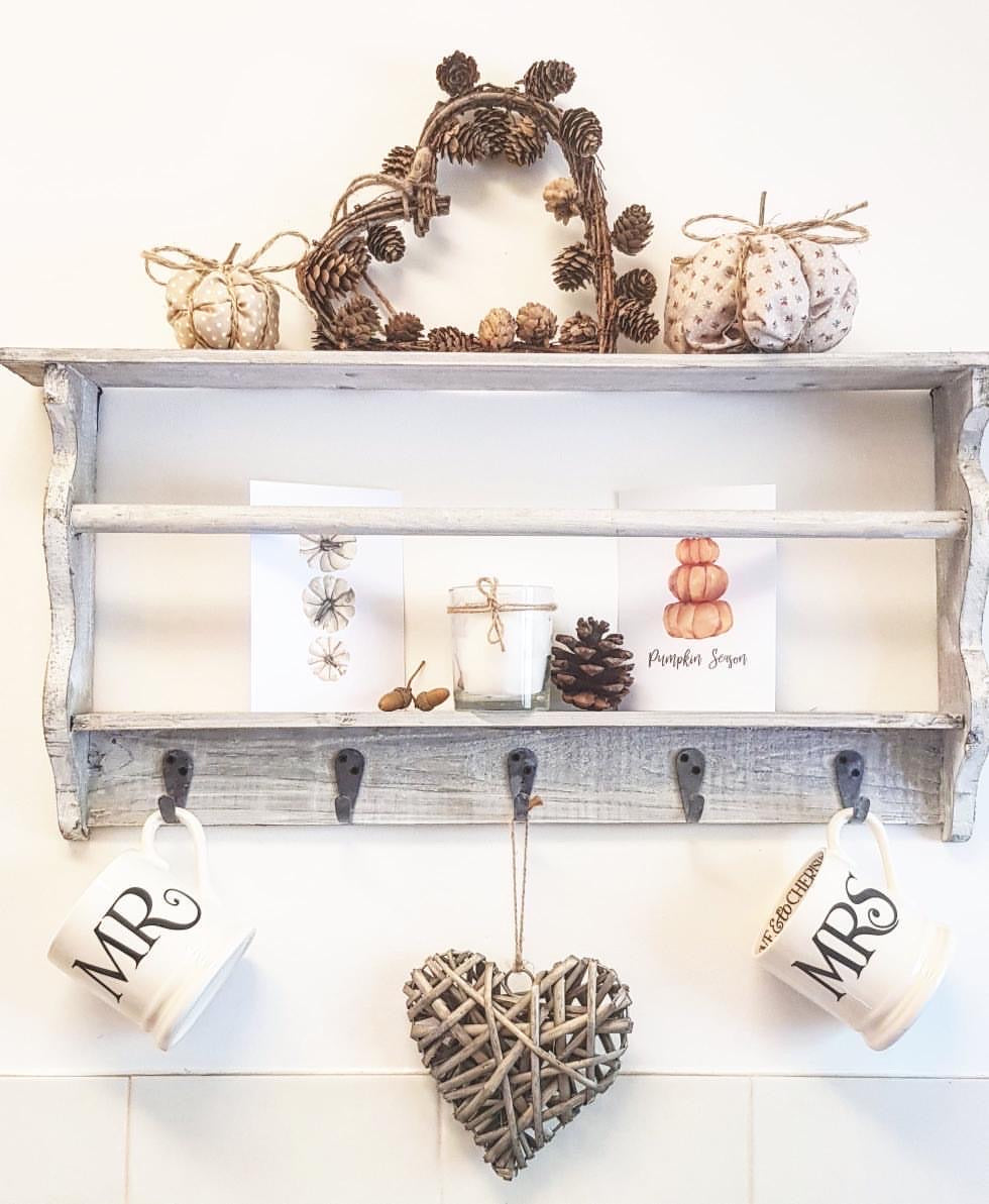 White Pumpkins Tier Autumn Seasonal Wall Home Decor Print-2