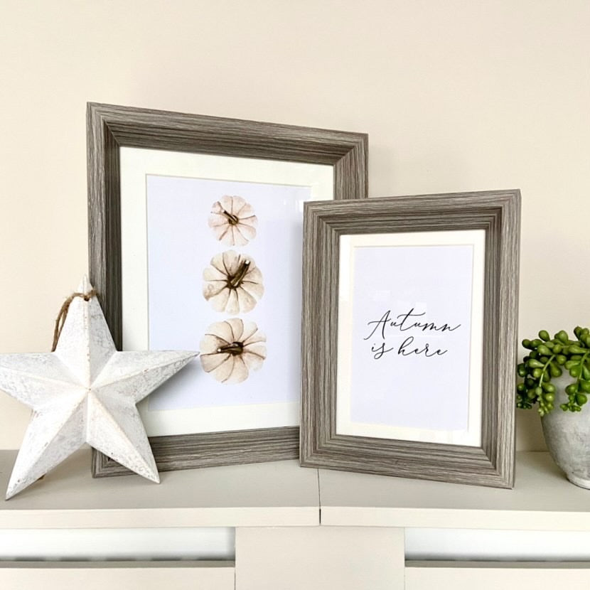 White Pumpkins Tier Autumn Seasonal Wall Home Decor Print-0